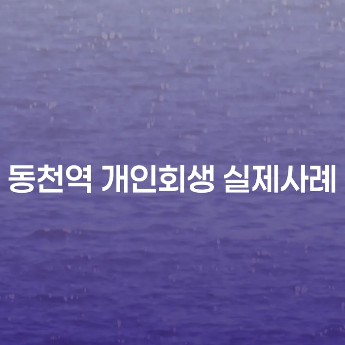 동천역 개인회생 실제사례