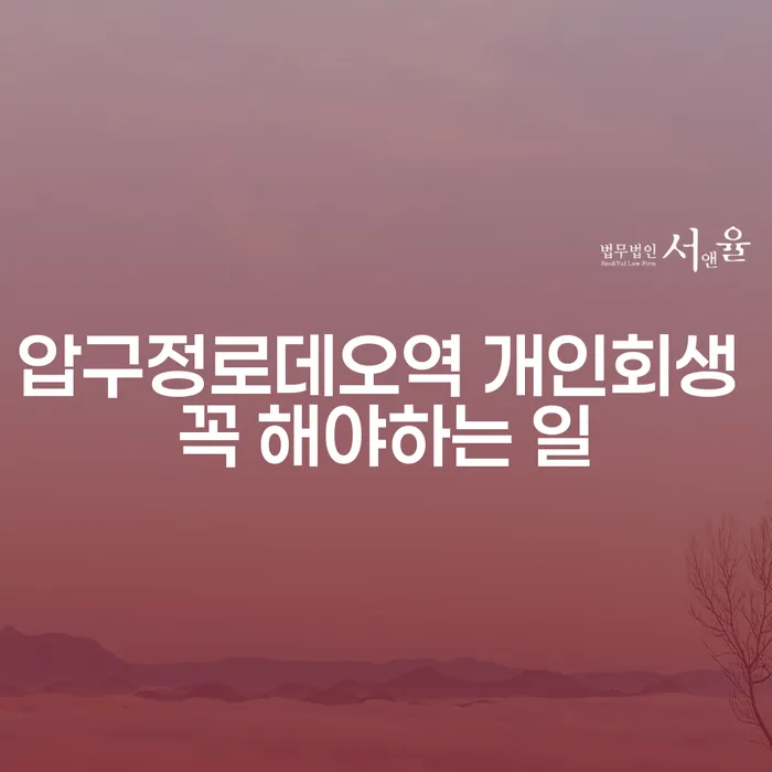 압구정로데오역 개인회생 꼭 해야하는 일