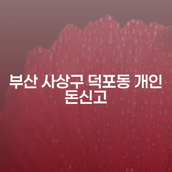 부산 사상구 덕포동 개인돈신고, 어떻게 대처해야 할까요?