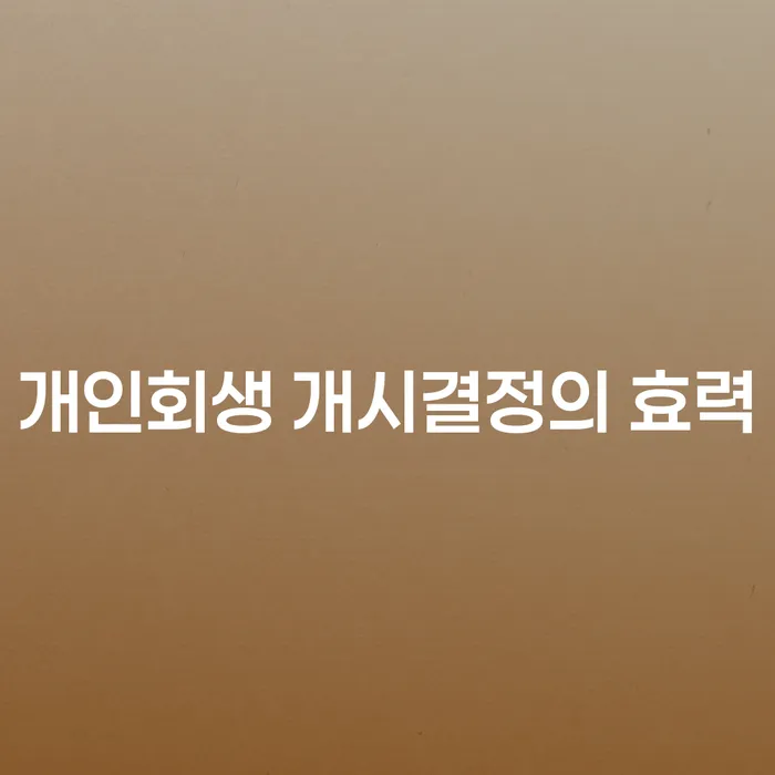 개인회생 개시결정의 효력에 대해 알고 계신가요?